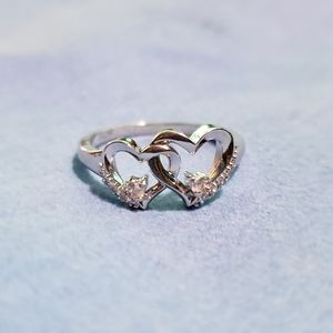 🆕 Double Heart Sterling & Diamond Crystal Ring 🆕